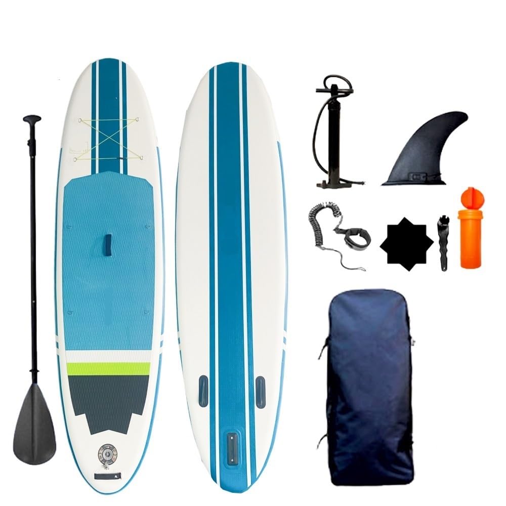 Bote Inflable Inflable Sap Stand Up Paddle Tabla de Goma Tabla de Surf Juego Deportivo Juego de Surf con Bomba Bolsa de Transporte Correa Canoa cómodo (Azul Blanco)