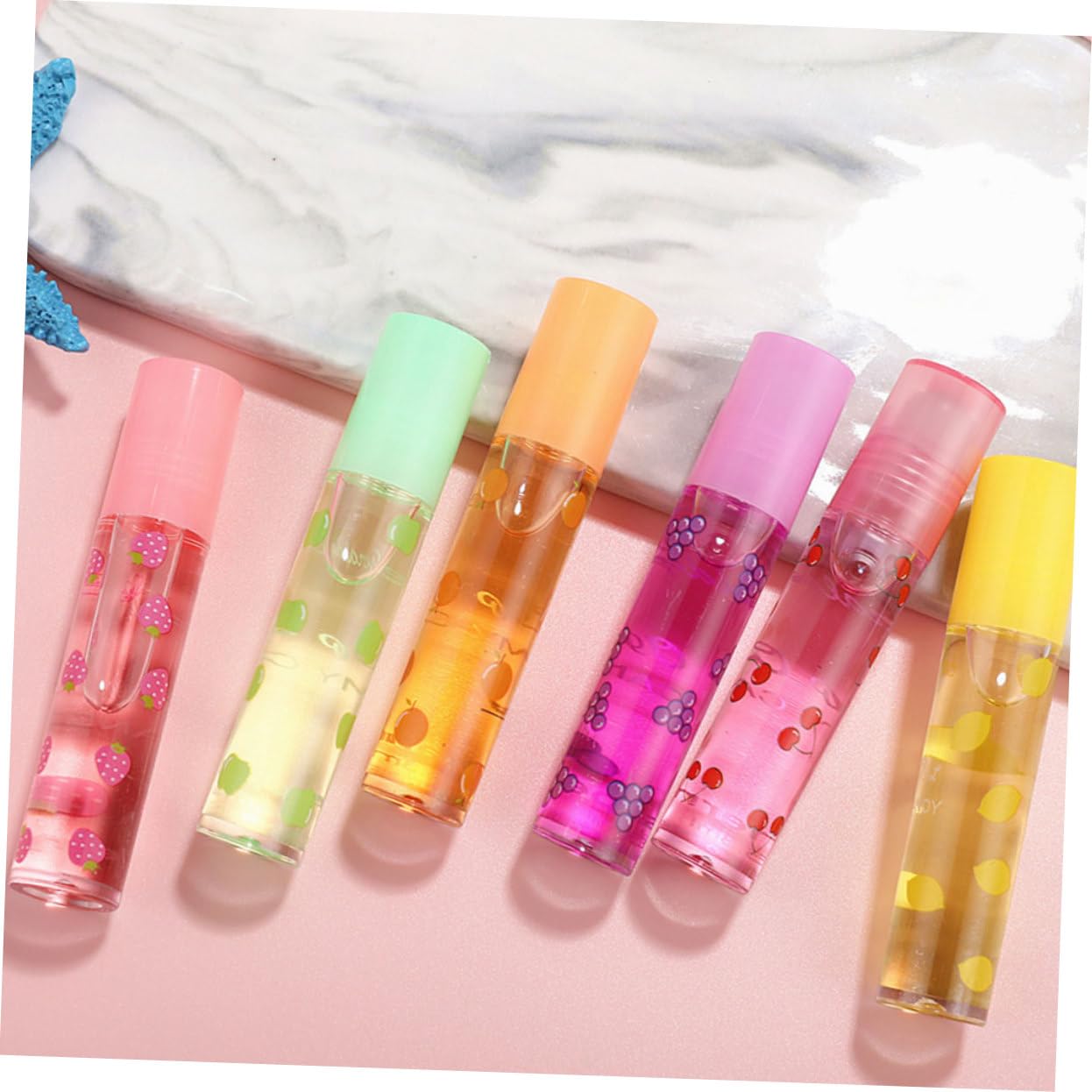 Gatuida 12 Piezas de Brillo Labial Transparente Diseño de Fruta, Hidratante y Portátil, para Mujeres y Niñas en Invierno