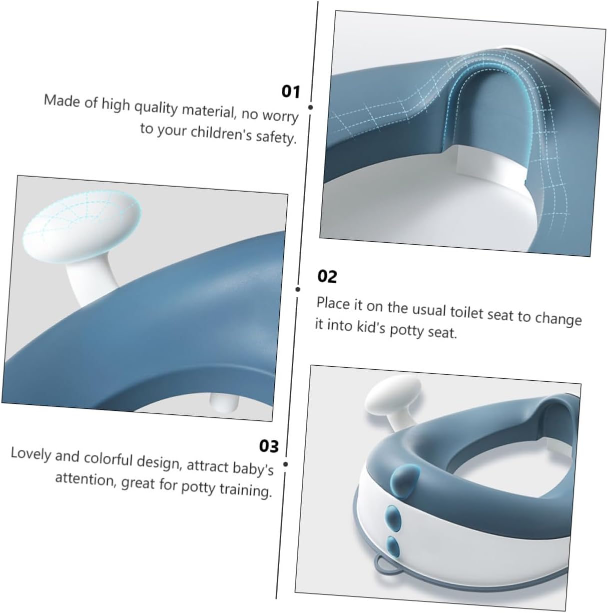 Beaupretty Toilet Training Seat with Splash Guard Safe Non-toxic Potty Trainer Ring for Boys and Portable Toilet Seat Colorful Design for Easy Potty Training