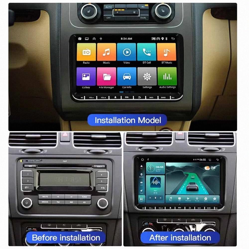 Nawigacja Satelitarna Carplay, Radio Samochodowe dla VW Volkswagen Tiguan Touran Amarok Golf Caddy Przenośny Ekran Dotykowy Apple Carplay, Nawigacja Gps/Sterowanie, 8 Rdzeń 6G+128G