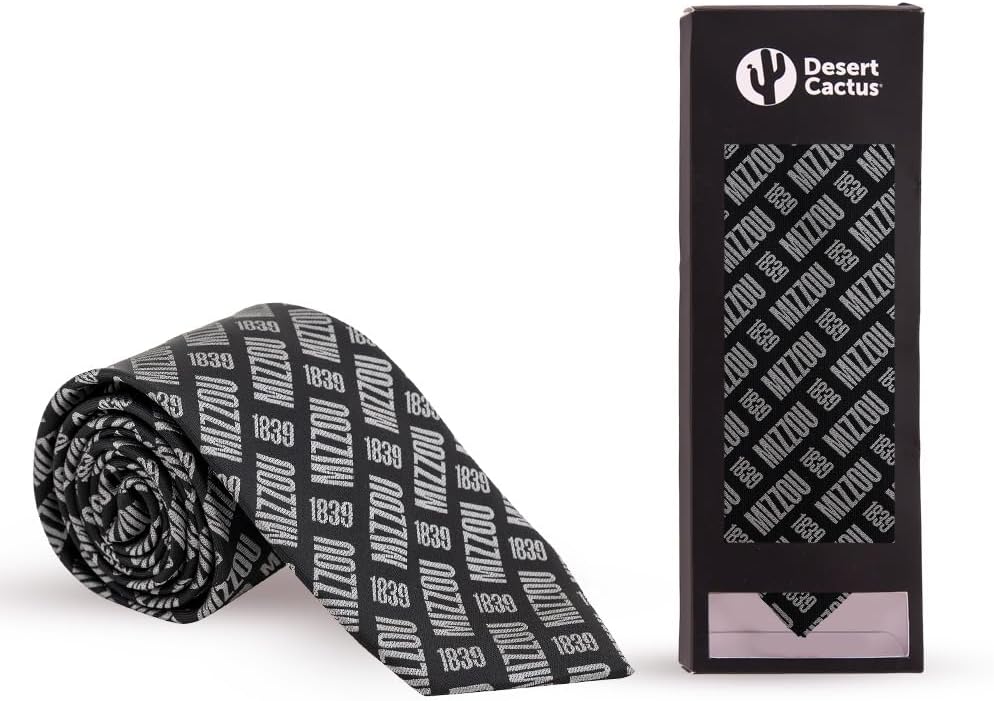 Desert Cactus University of Missouri Neck Tie Mizzou Tigers 100% Polyester Necktie with Logo, Officially Licensed (Tie C)