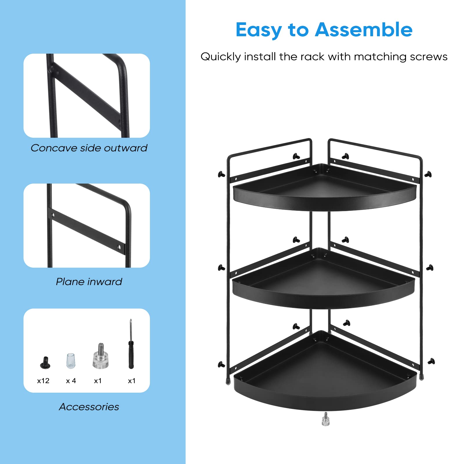 Estante de esquina de 3 niveles, organizador de especias para cocina, baño, encimera, bandejas de perfume para aparador, cosméticos, organización y almacenamiento, estantes de pie, soporte para