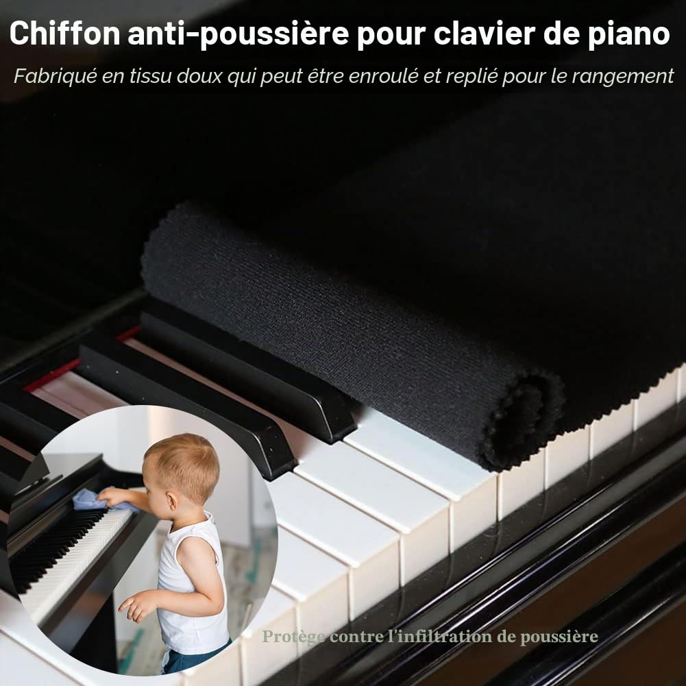 Housse de Clavier de Piano, Chiffon de Protection pour Clavier de Piano, Housse anti-poussière pour clavier électronique 88 touches, piano numérique
