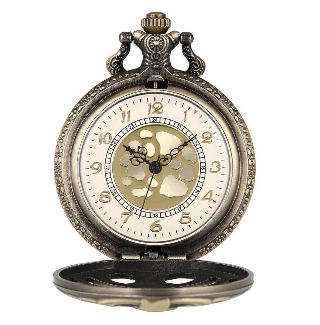Reloj de Bolsillo Unisex Reloj De Bolsillo Bronce Antiguo Columna Vertebral Costillas Hueco Cuarzo Cadena Collar Colgante Clásico Fiestas