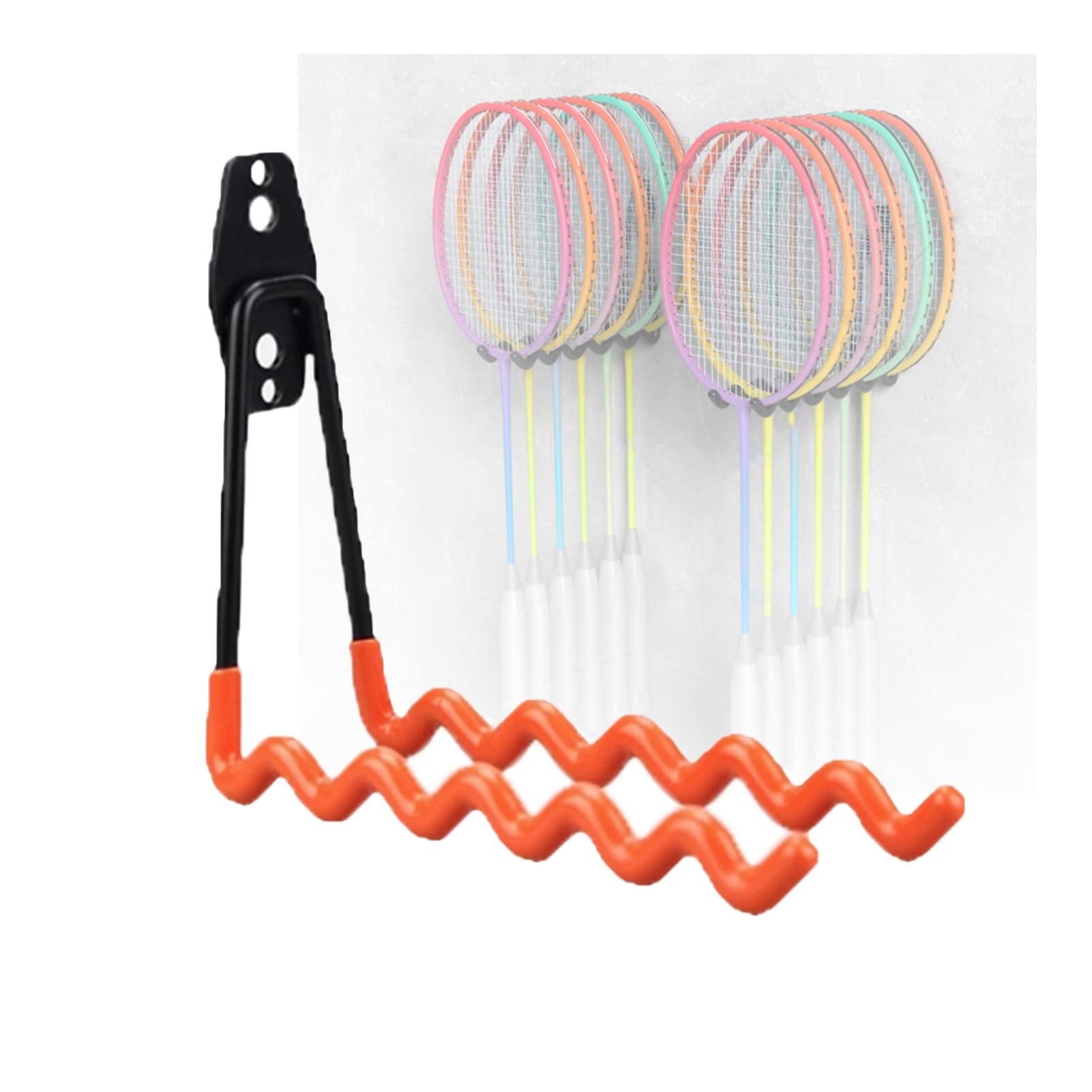 Generico Supporto per Racchette da Badminton, Supporto per Racchette da Tennis, Supporto per Racchette da Tennis, Supporto per espositore per Racchette da Badminton Montato a Parete, può Contenere 6