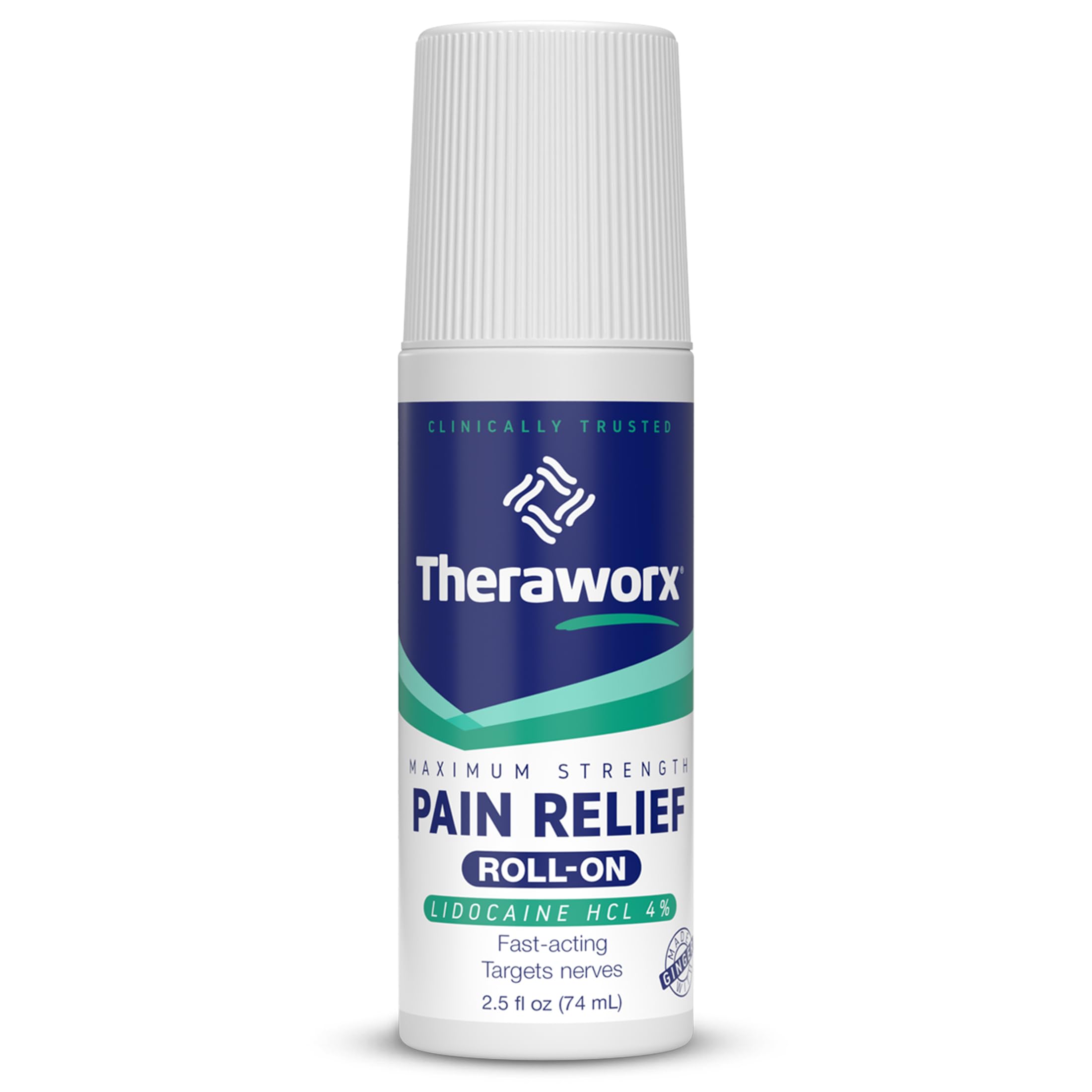 Theraworx Maximum Strength Pain Relief Roll-On with Lidocaine, Fast-Acting - 2.5 Oz - 1 Count