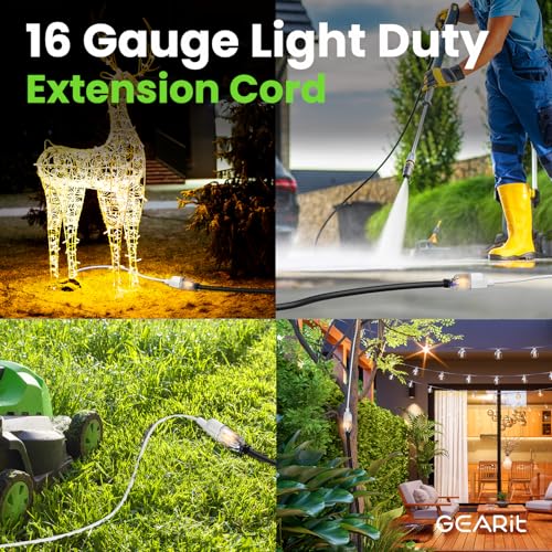 GEARit 360 Rotating Plug Indoor Outdoor Extension Cord Waterproof 15ft - 16 Gauge 16/3 AWG, 13A 1625W, 3 Prong Heavy Duty Extension Cord Weatherproof Power Cable for Outdoor Landscaping, Lights, ETL - Image 3