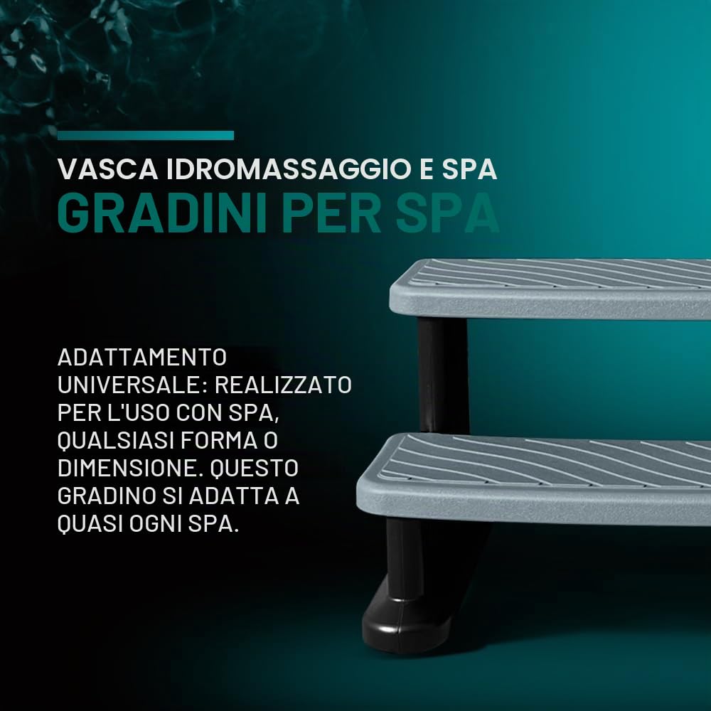Puri Tech Scala portatili per piscina, Gradini per vasca idromassaggio, Accessori per spa, Scaletta antiscivolo e resistenti - Grigio chiaro