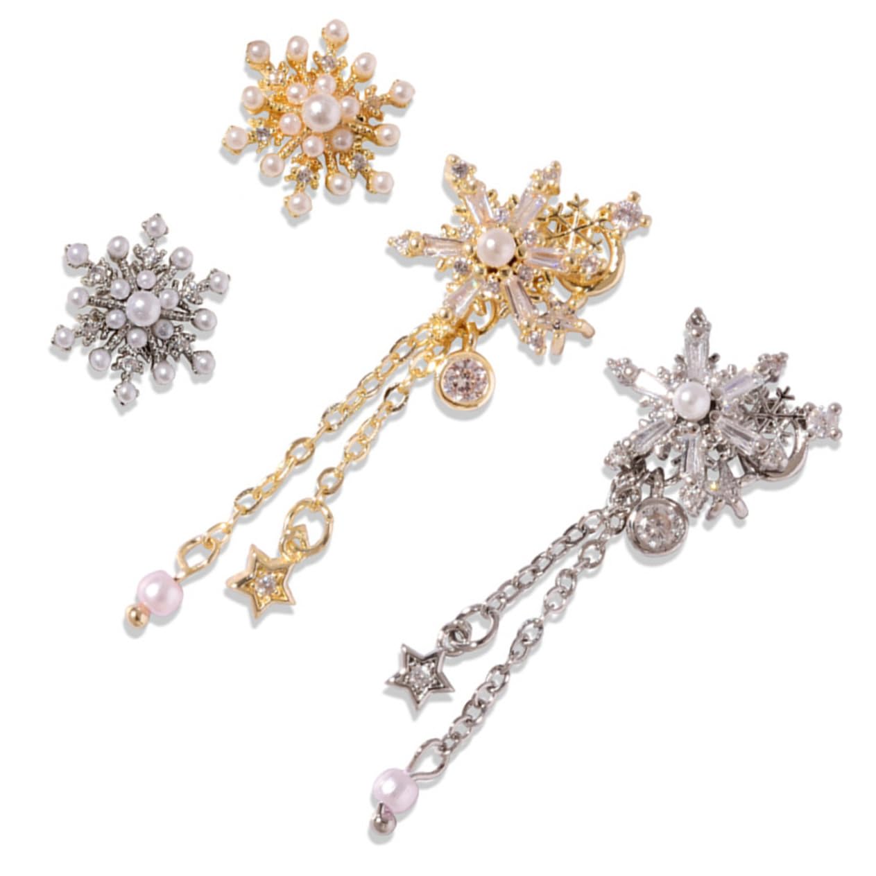 Healeved Unique Snowflake Shape Nail Charms 3D Diamond Charms for Christmas Party Birthday Nail Art Decorations