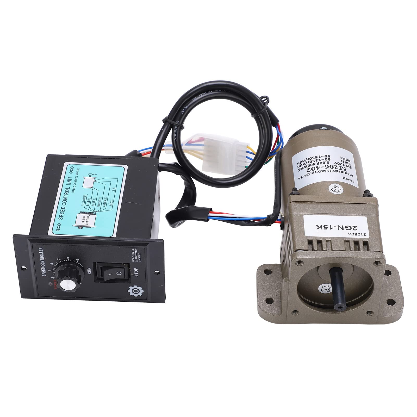 Motor de engranaje eléctrico, CA 220V 6W Motorreductor asíncrono monofásico Velocidad ajustable de desaceleración(15K)