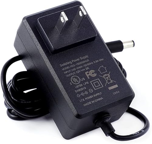 [Listado por UL] Cargador de fuente de alimentación MIXGOO 12V 3A (entrada CA 100V-240V, salida CC 12 voltios 3 amperios 36 vatios) Adaptador