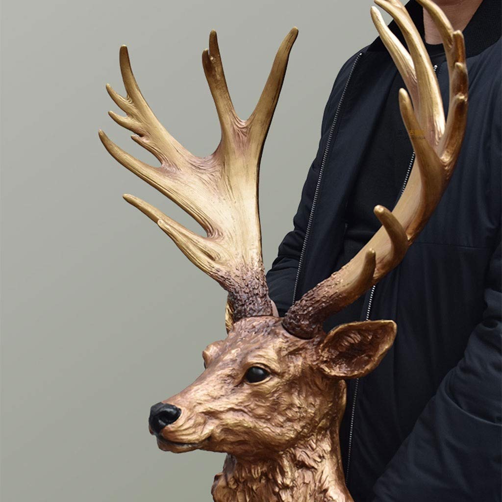 Decorazione da Parete Scultura Creativa A Forma di Testa di Cervo, Ingresso A Parete con Testa di Animale in Resina, Decorazione della Parete di Sfondo del Soggiorno, Regalo per Le Feste(Natural A)