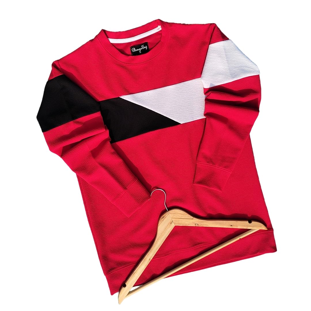 BONGOSAJPolyester Regular Fit Full Sleeves Texured Solid Stylish T-Shirt for Men