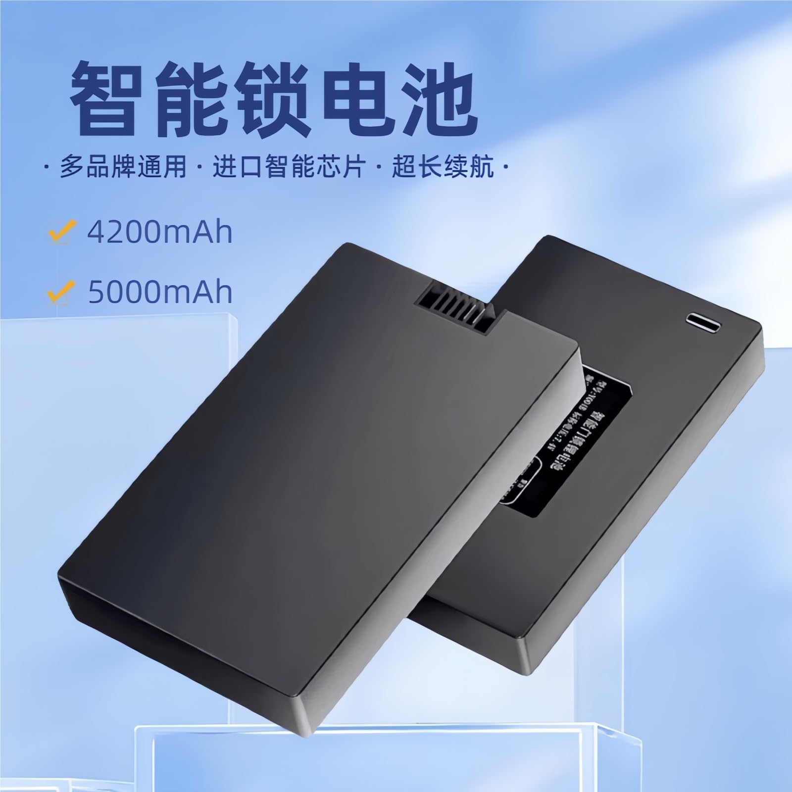 Batterie de Remplacement 4200 mAh ZNS-09F1 【P-P+C+P+P-】, Compatible avec la Serrure à Empreinte Digitale Smart Lock, la Serrure de Porte Intelligente et la Serrure antivol