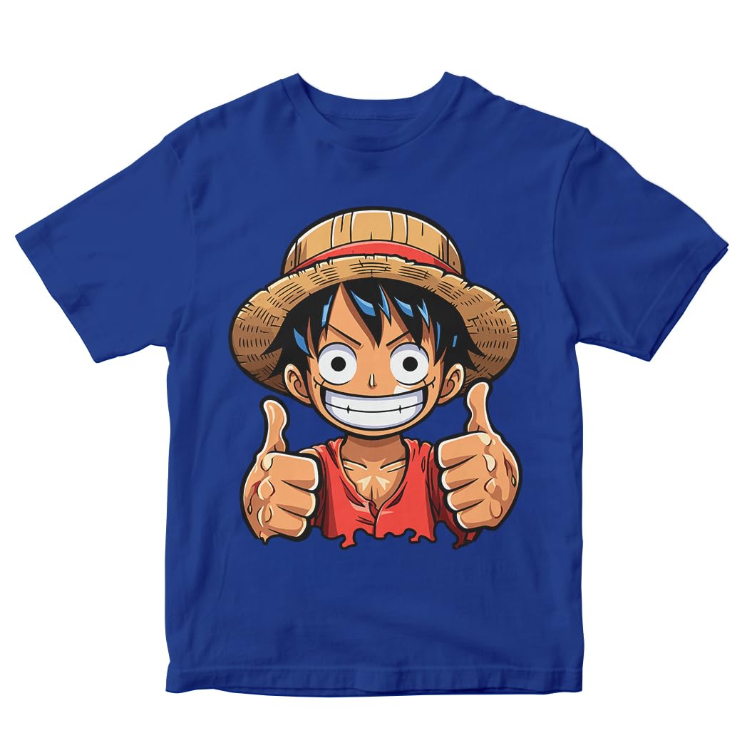 Heybroh Kids T-Shirt Chibi Monkey D. Luffy 100% Cotton Boy's Girl's Regular Fit Unisex T-Shirt