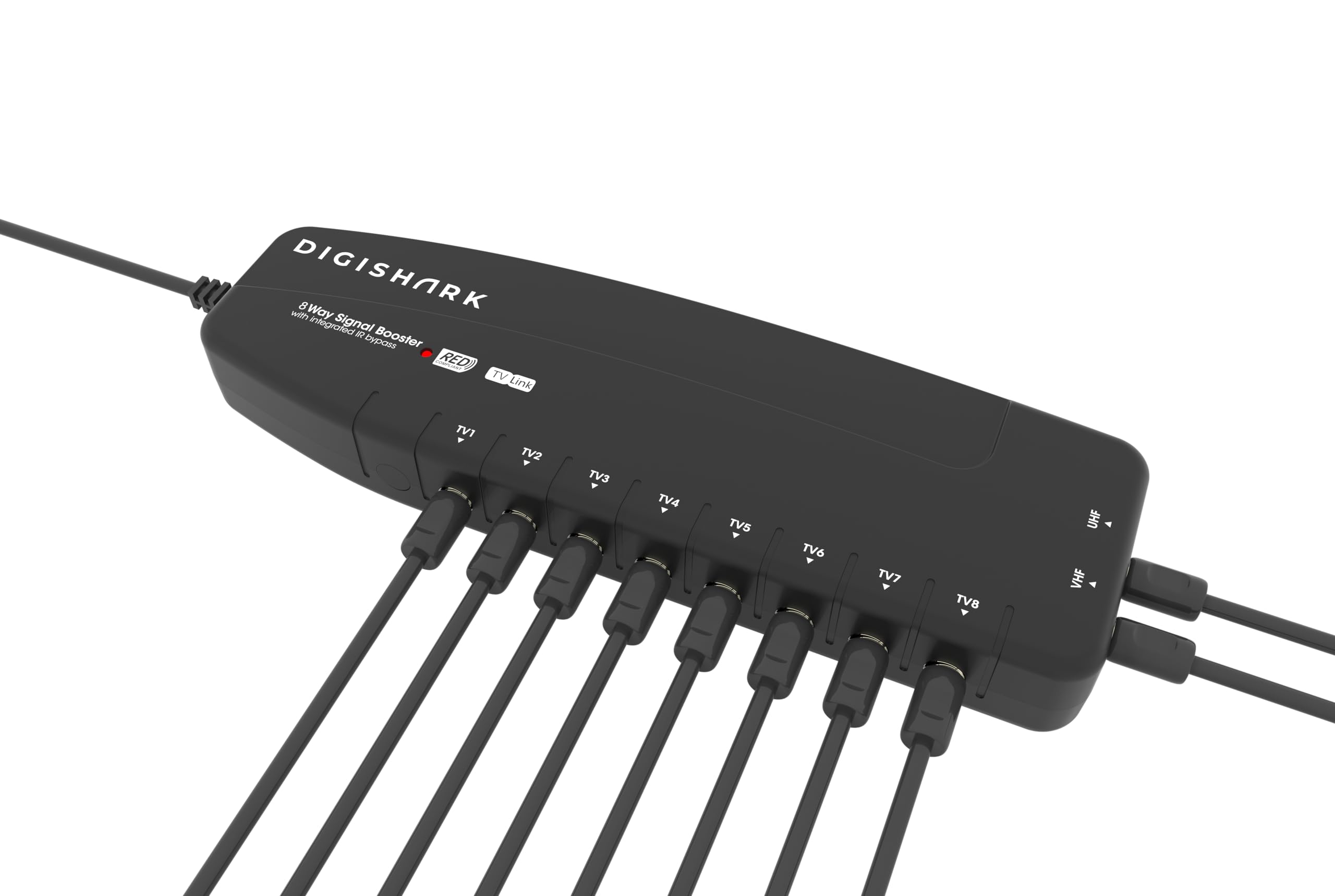 Amplificatore di segnale antenna TV a 8 vie, migliora la qualità dell'immagine e la ricezione del canale, compatibile con bypass IR, filtro LTE 4G/5G integrato, Freeview HD UHF Ch 21-60, 4K