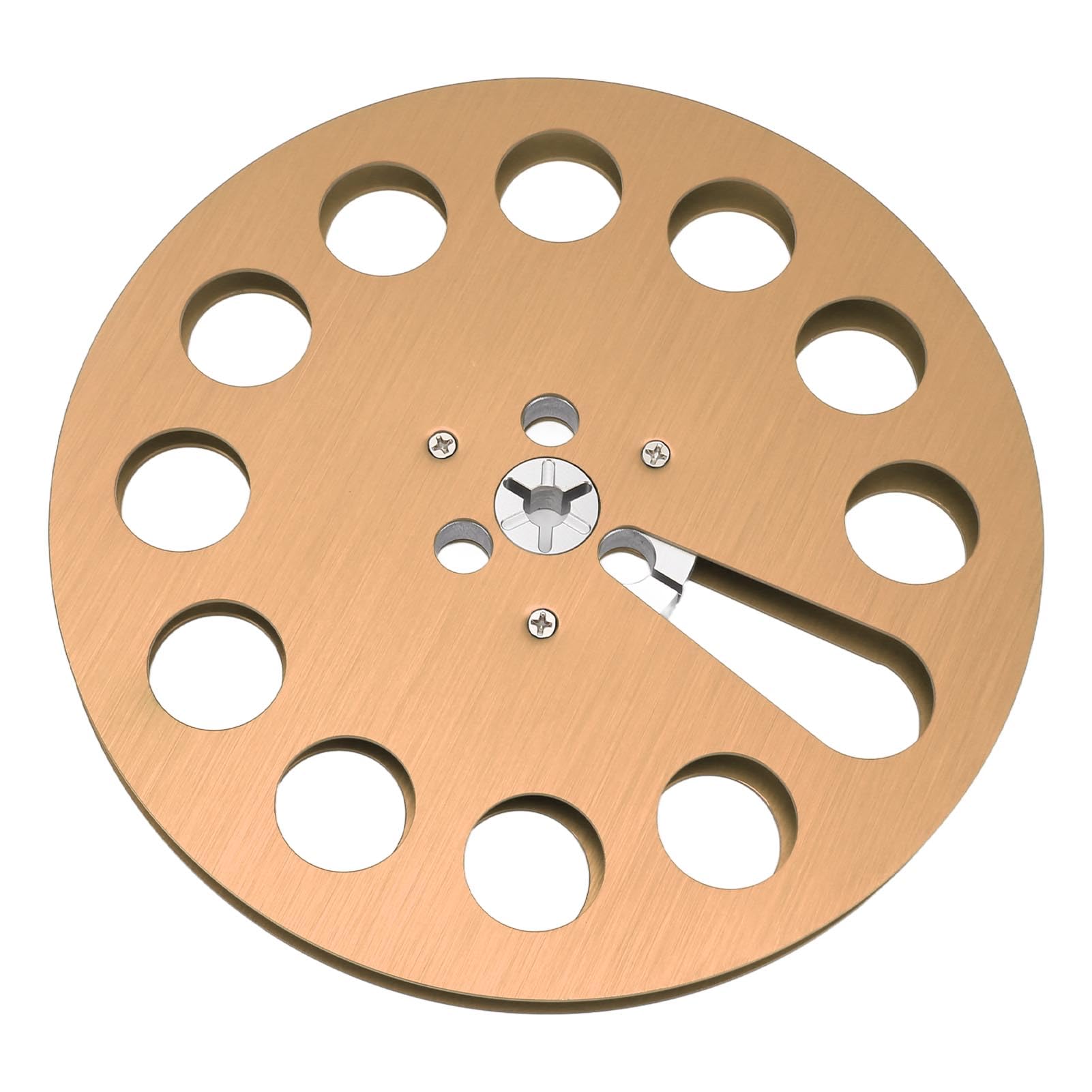 1/4 7 Zoll leere Bandspule, Aluminiumlegierung, 11 Löcher, universelle Öffnung, Maschinenteil, Aufwickelspule für Reel-to-Reel-Bandmaschinen (Gold)