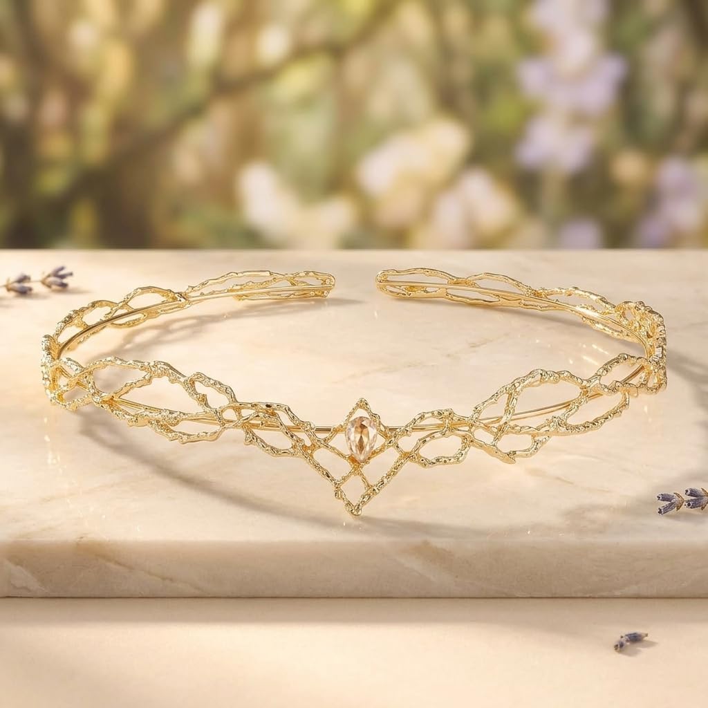 LIFKOME Renaissance Fairy Headpiece Crystal Circlet for Cosplay Costume
