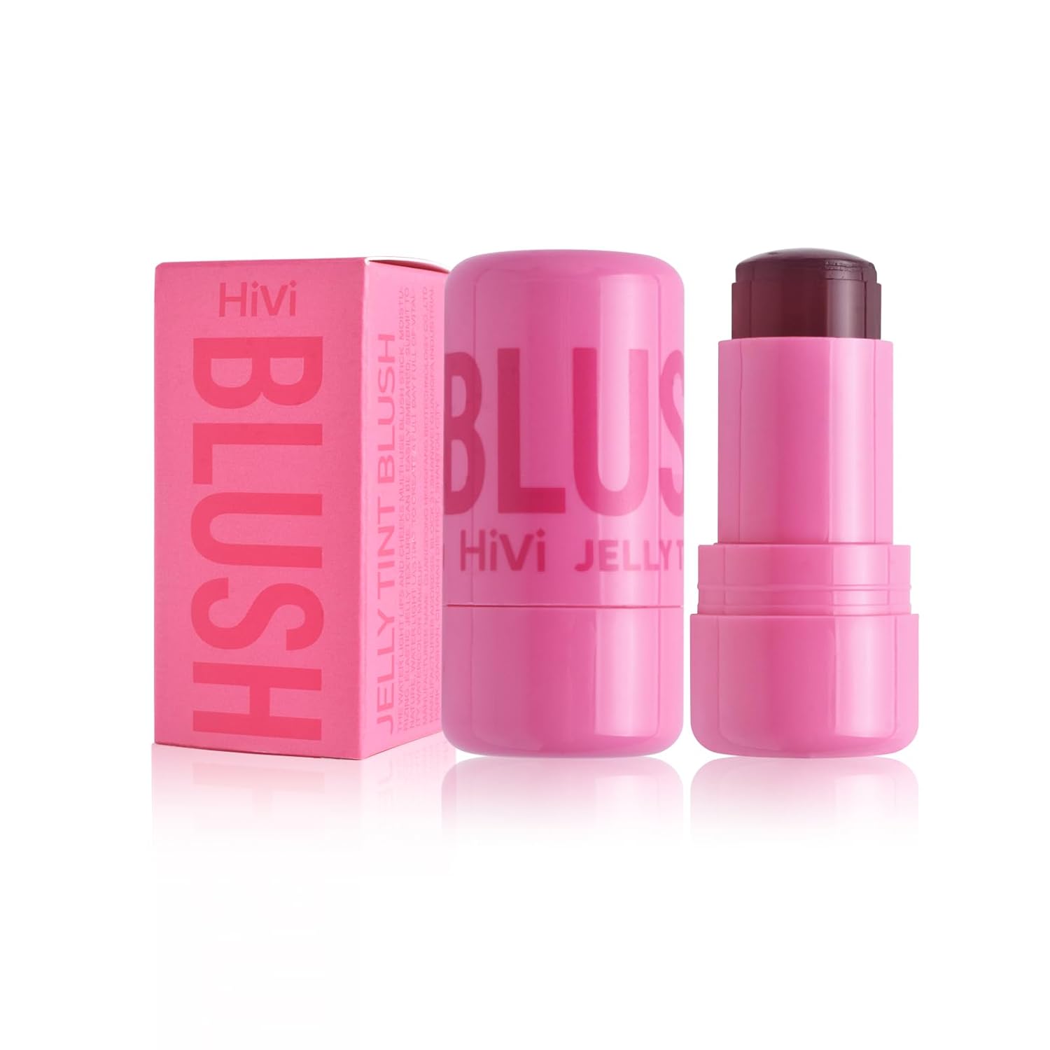 LAMUSELAND Jelly Blush Stick, Multi-use Lip and Cheek Makeup Stick Tint, Long-lasting Moisturizing Face Blush for Women Girls, Watercolor Finished (Burst, M)