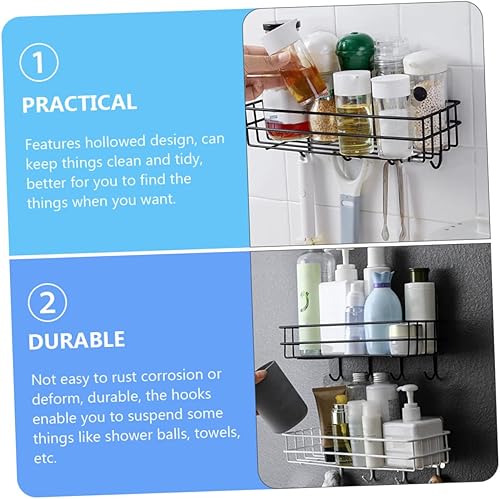 Miniatura 9 de Estante de hierro para baño, estante de ducha de montaje en pared, diseño hueco para una fácil limpieza, construcción de hierro, ahorro de espacio