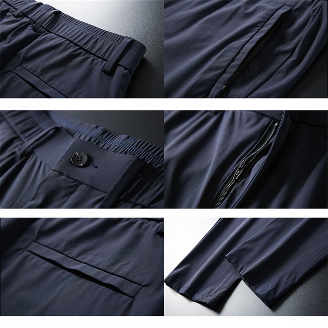 Pantalones Masculinos Verano Rectos Mediados Sueltos Longitud Total Pantalones Casuales Pantalones De Trabajo