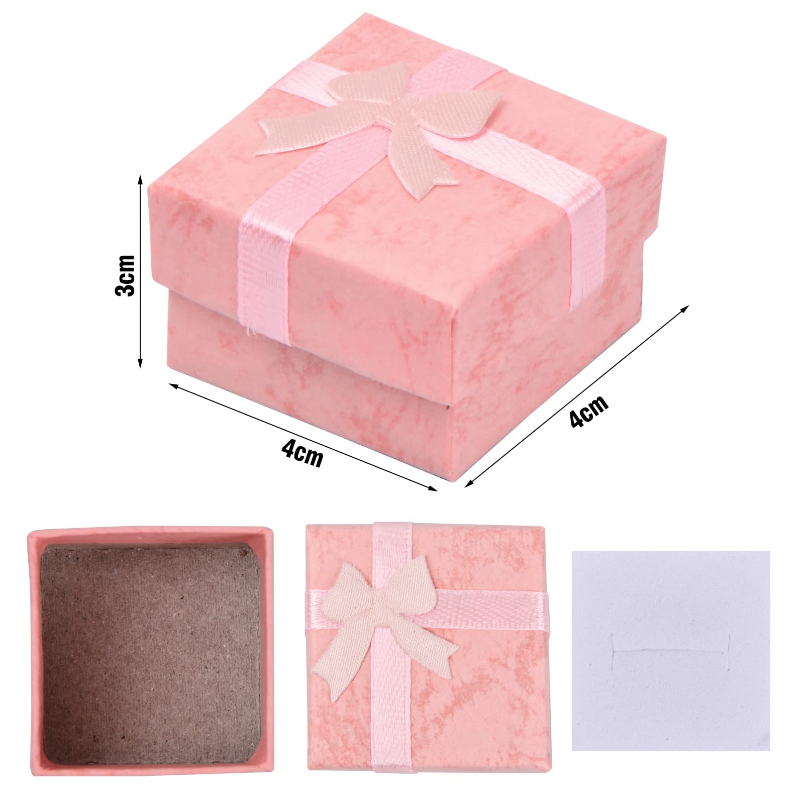 Caja de Regalo para Joyería 24 Piezas, Caja de Anillo, Cajas de Cartón Pequeñas 4x4x3cm Rosa
