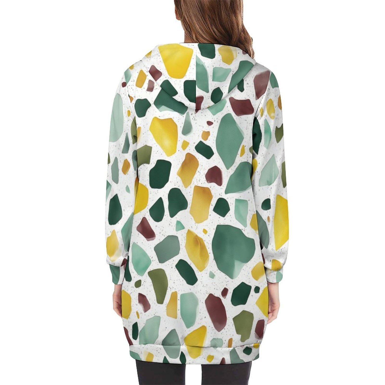Felpa Donna con Zip Felpe Sportiva con Tasche E Cappuccio Motivo Terrazzo Morbida Invernale Giacca Regolabile Confortevole per Uso Quotidiano Casual