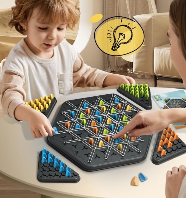Image of Goyal's Geometry Triangle Strategy Game | Rubber Band Peg Board Puzzle | STEM Brain Development Toy for Kids & Adults | Logic Thinking & Spatial Reasoning Family Game