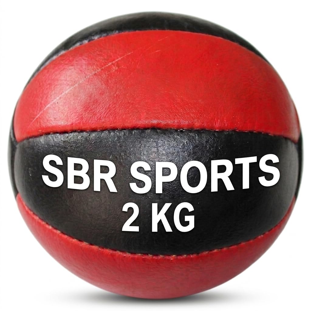 SBR SPORTS~ 2 KG Leather Medicine Ball for Men & Women | Low Bounce Gym Ball for Strength Training | Durable Leather Surface with Strong Grip | Home & Commercial Gym Fitness Weight Ball 2kg-image-27
