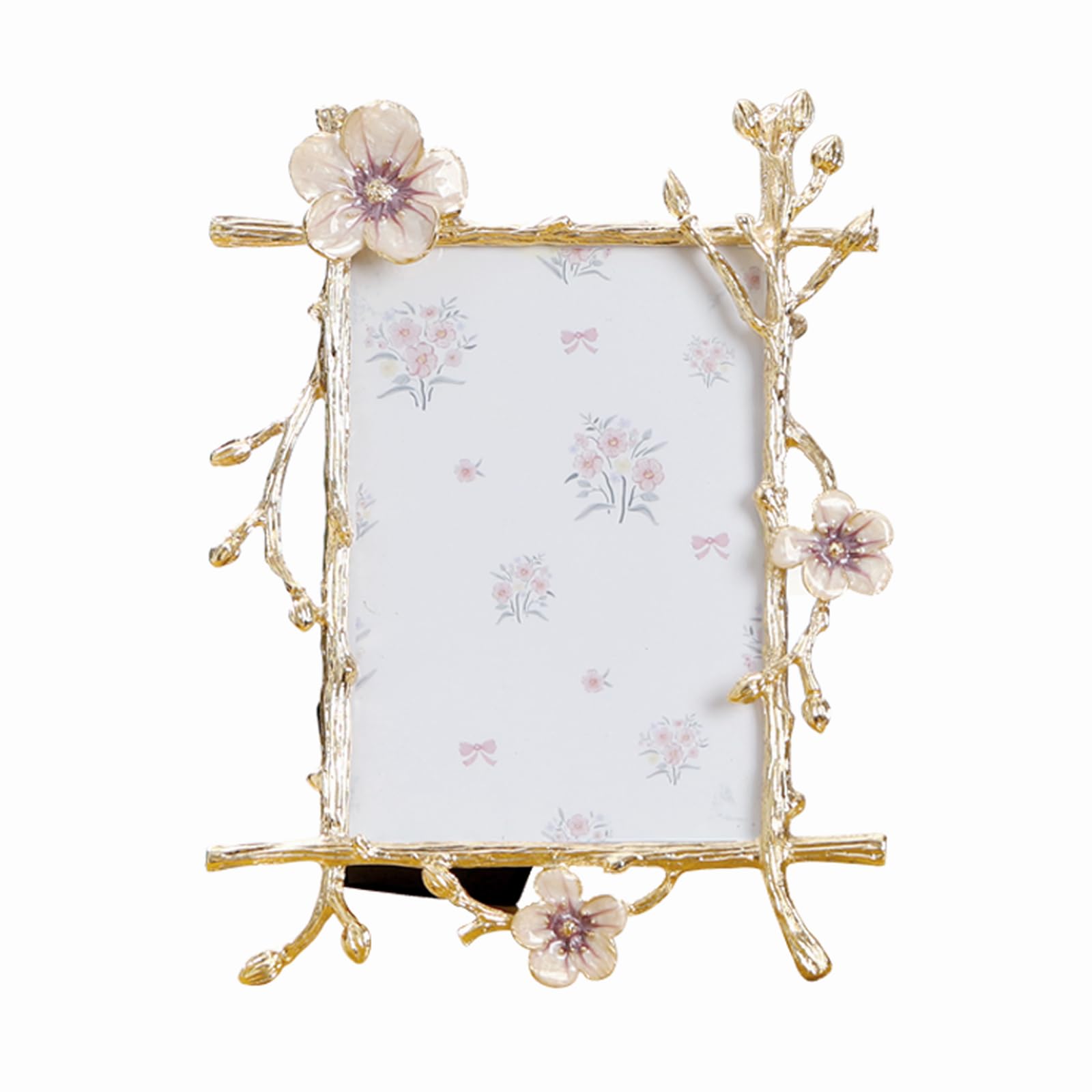 XinZhiRun Gold Frame,golden branches Textured Picture Frame,Vertical Display,Tabletop & Wall Display,Perfect for Home Decor,Commemorate Wedding and Graduation,Art,1-Pack (Gold-Pink, 5 * 7inch)