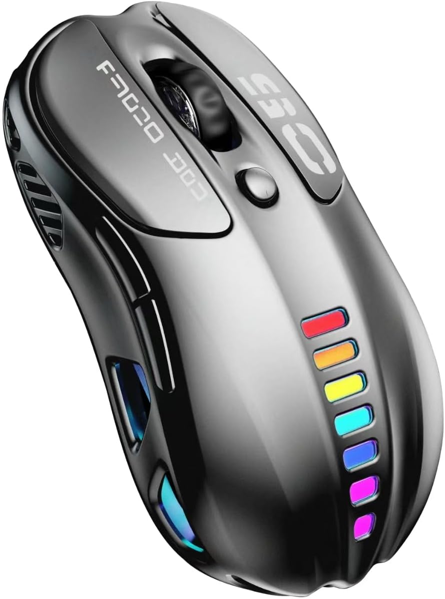 Uciefy Z05 Wireless Gaming Mouse, Tri-Mode 2.4G/Blutooth/USB-C Wired Mouse, 6 Programmable Buttons, 12000 DPI Optical Sensor, 16.8M RGB Backlit, Ergonomic Gaming Mouse for Mac, Laptop, PC (Sliver)