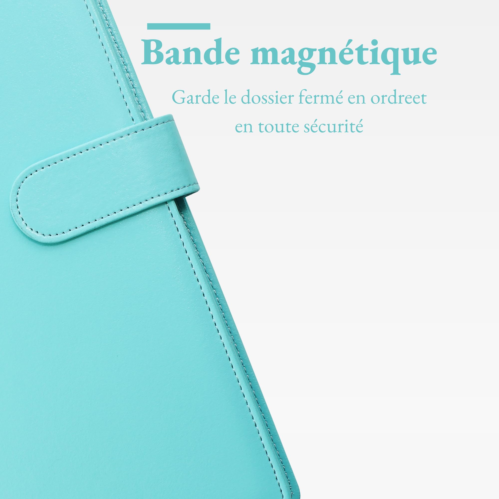 Porte-Documents A4 en PU Cuir Turquoise Pâle - Rangeur de Documents, Bloc-Notes, Trieur Organisateur
