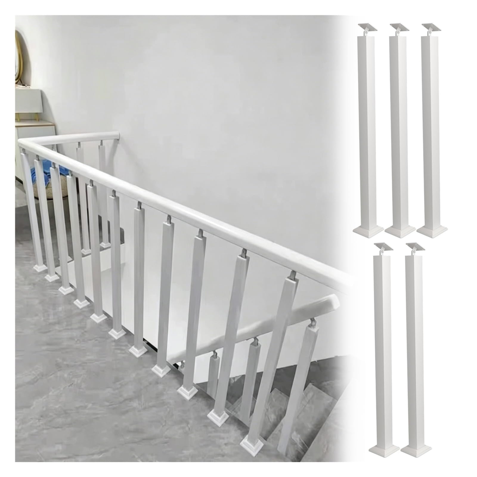 Garde corps escalier blanc réglable à 270 degrés lot de 5 balustres