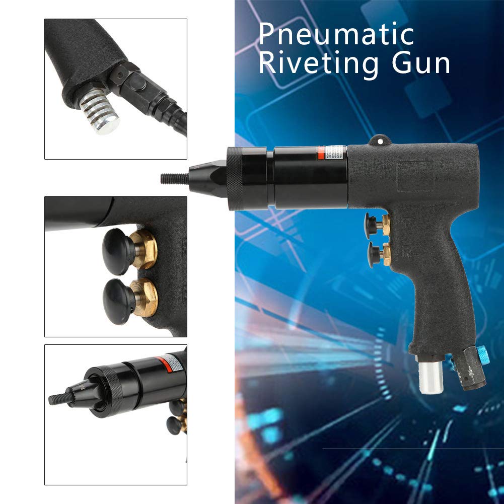 Pneumatyczna Nakrętka do Nitowania Automatyczna Nitownica Pneumatyczna, Samoblokująca Konstrukcja, Szybka Zmiana Głowicy, łatwa Obsługa, Antypoślizgowy Uchwyt o Ergonomicznym