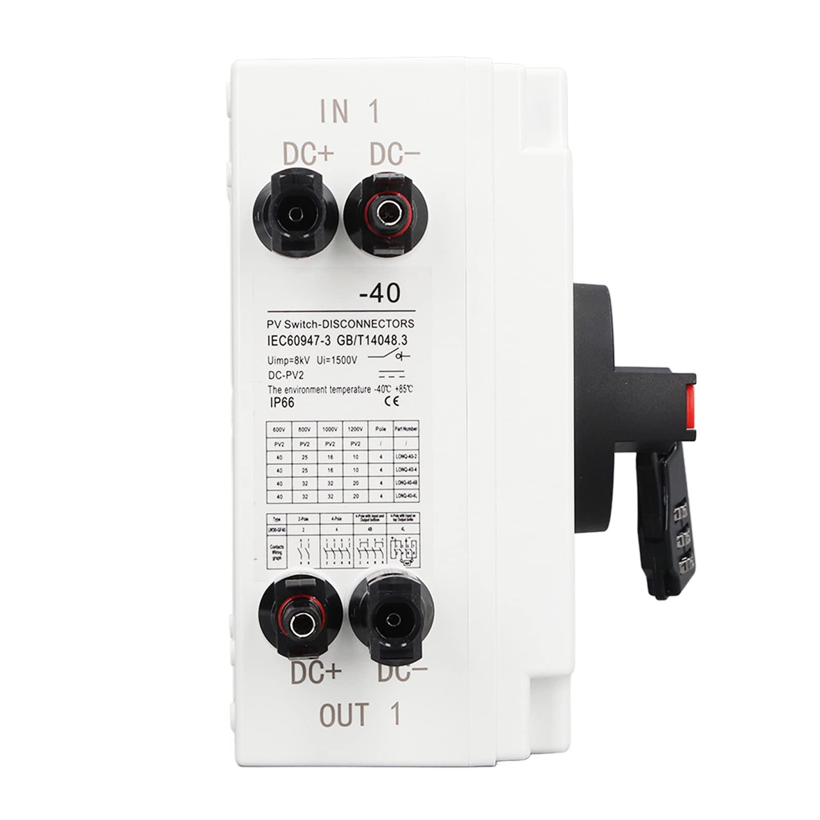 FTVOGUE Interruttore di Isolamento CC Fotovoltaico 4P, Interruttore di Isolamento Fotovoltaico PC DC1000V 32A IP66, 2 Ingressi 2 Uscite con Connettori M20, per Impianti di Energia Solare Installatori