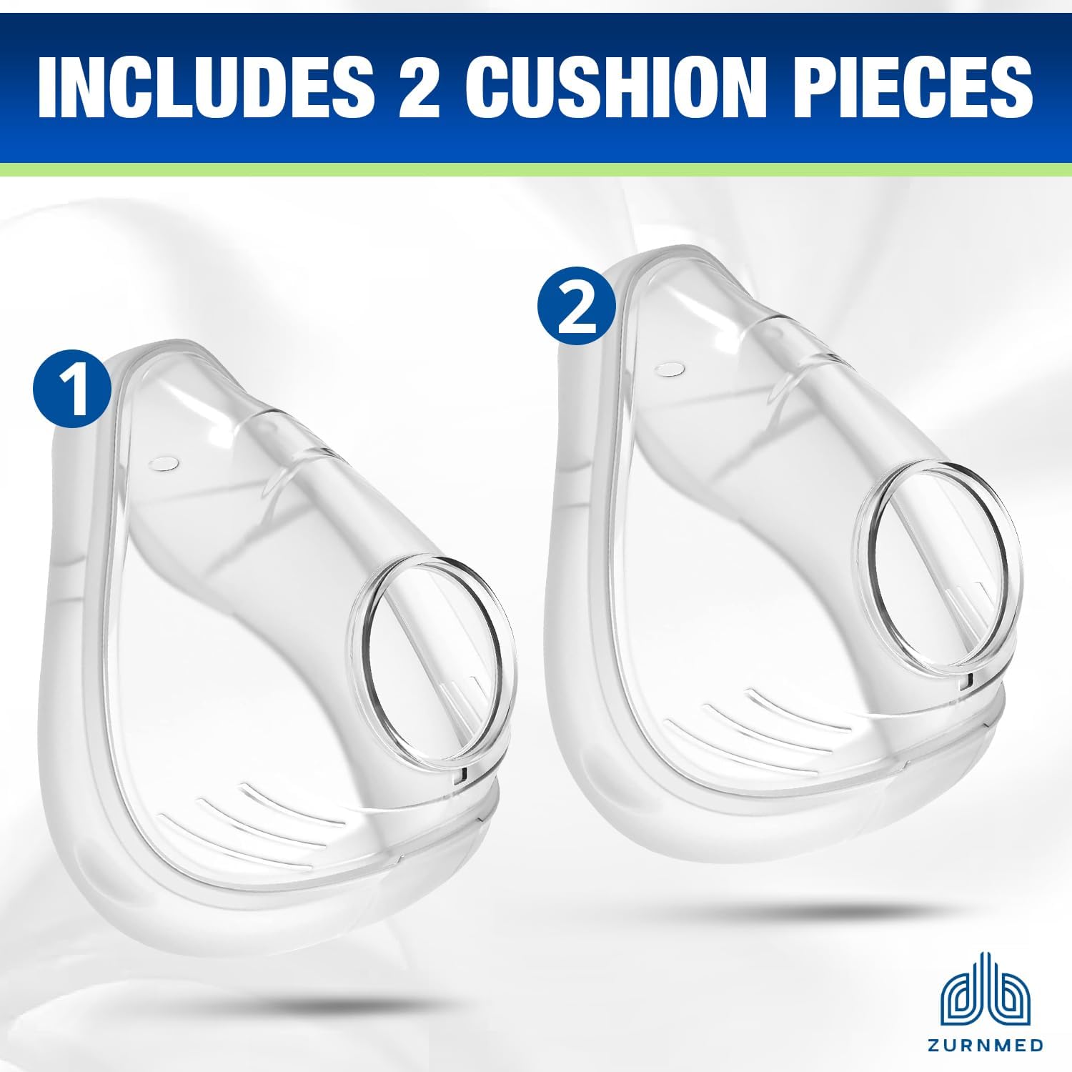 ZURNMED® Complete Replacement Bundle – 2 Cushions & Adjustable Headgear with Clips – Compatible with AirFit & AirTouch F20 Masks – Soft, Durable, Leak-Resistant, Latex-Free Silicone (Medium)
