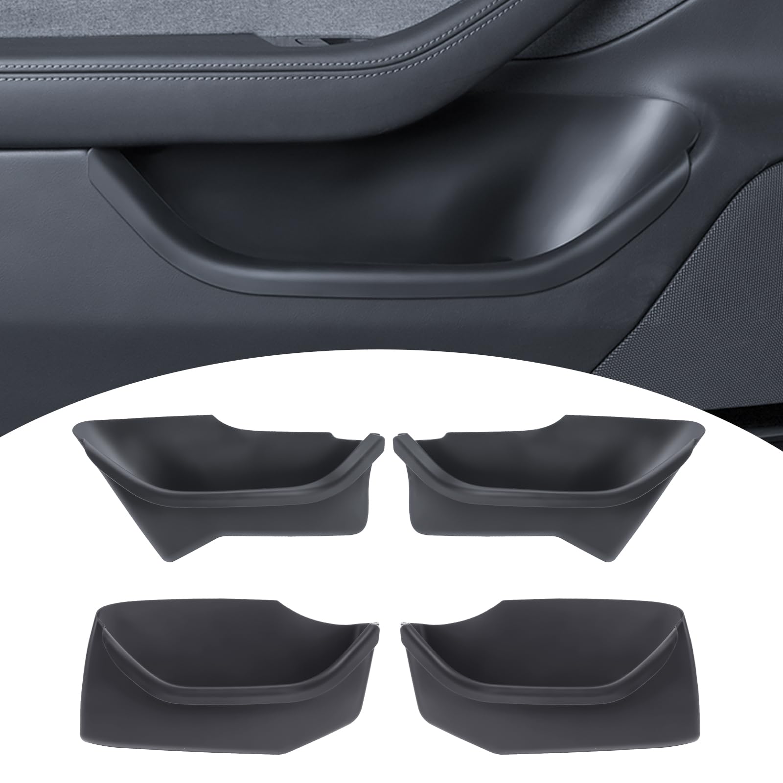 New 2025 2026 Model Y Juniper Door Side Organizer 4PCS Full-Cover TPE Front and Rear Door Side Storage Box for Refresh Model Y Juniper Interior Accessories