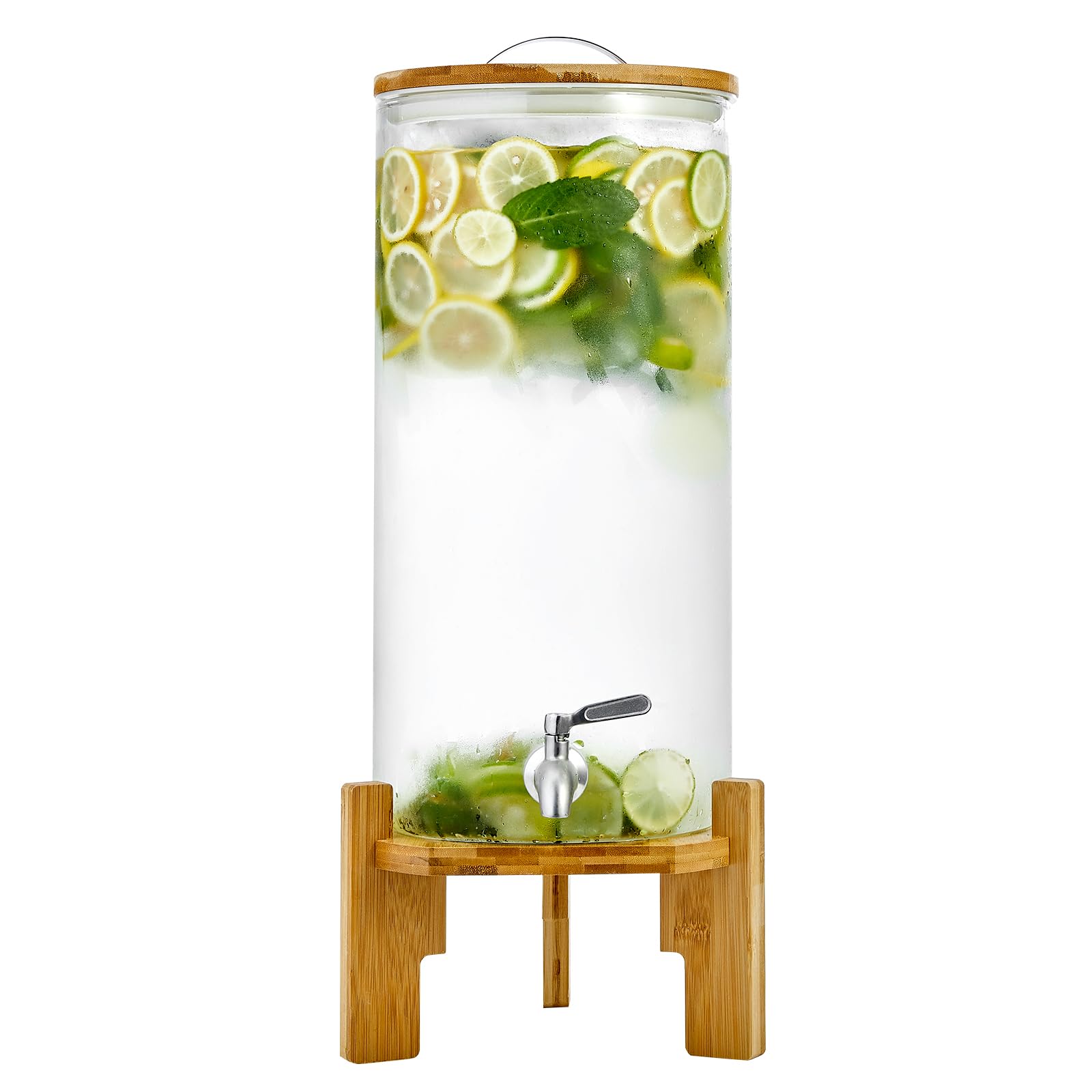 Dispensador de bebidas de 2.9 galones con dispensador de agua de vidrio espita para fiestas, bares, restaurantes (11L) con soporte