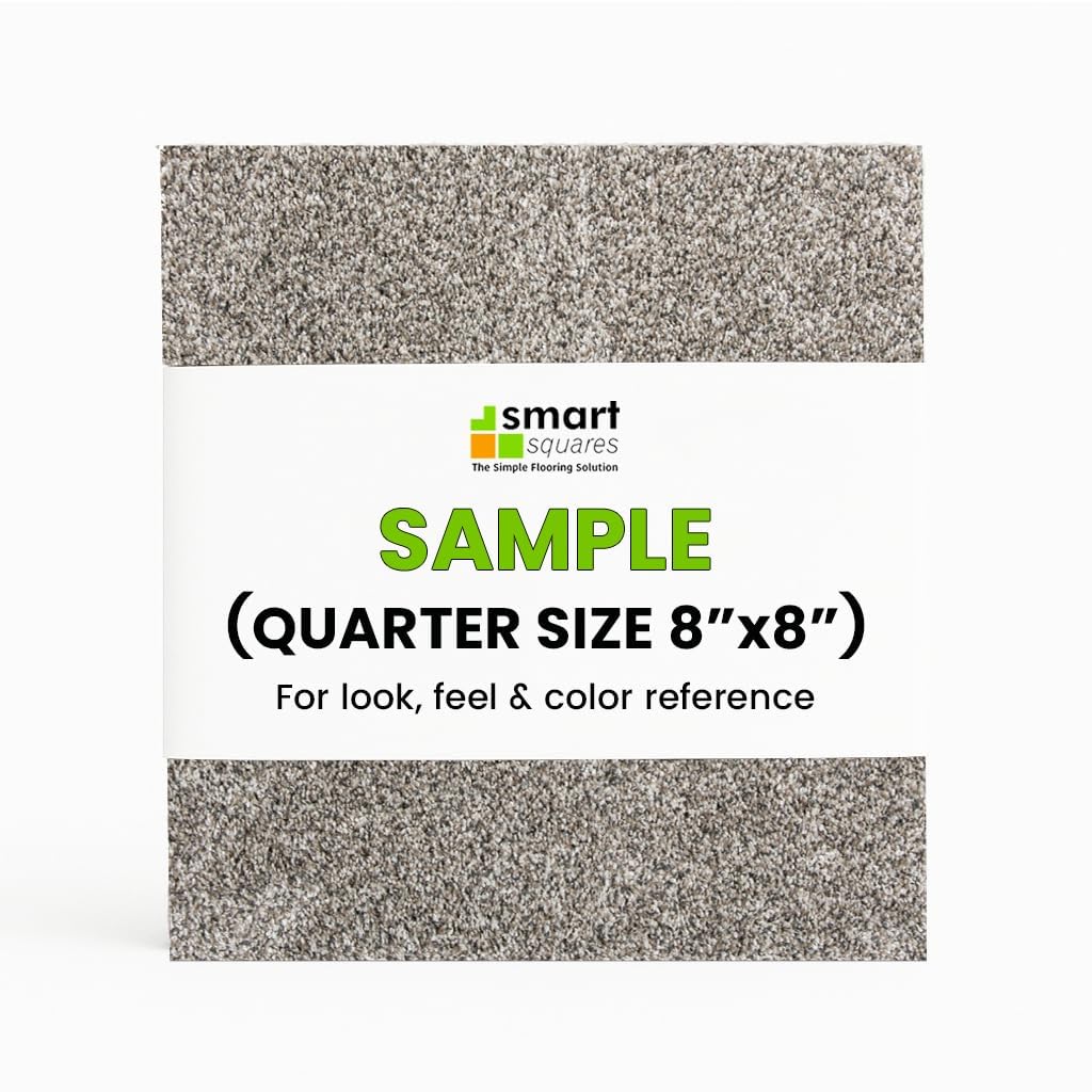 Smart Squares The Simple Flooring Solution 1970 Millstone Smart Squares Easy Street Premium Plush Carpet Tiles, Made In Usa – 8X8 Peel And Stick Floor Tiles With Attached Padding – Seamless Diy Carpet Squares (0.44 Sq Ft, Sample, )