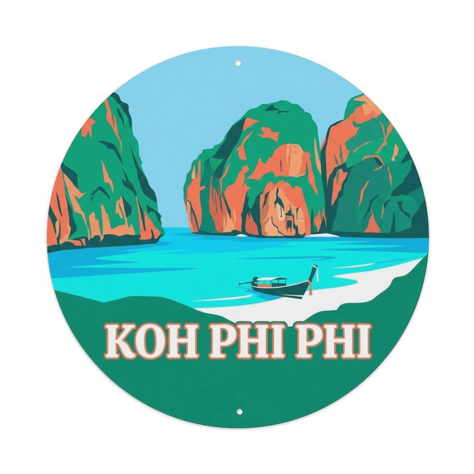 Koh Phi Thailand Vintage City Travel Landmark Metal Tin Sign