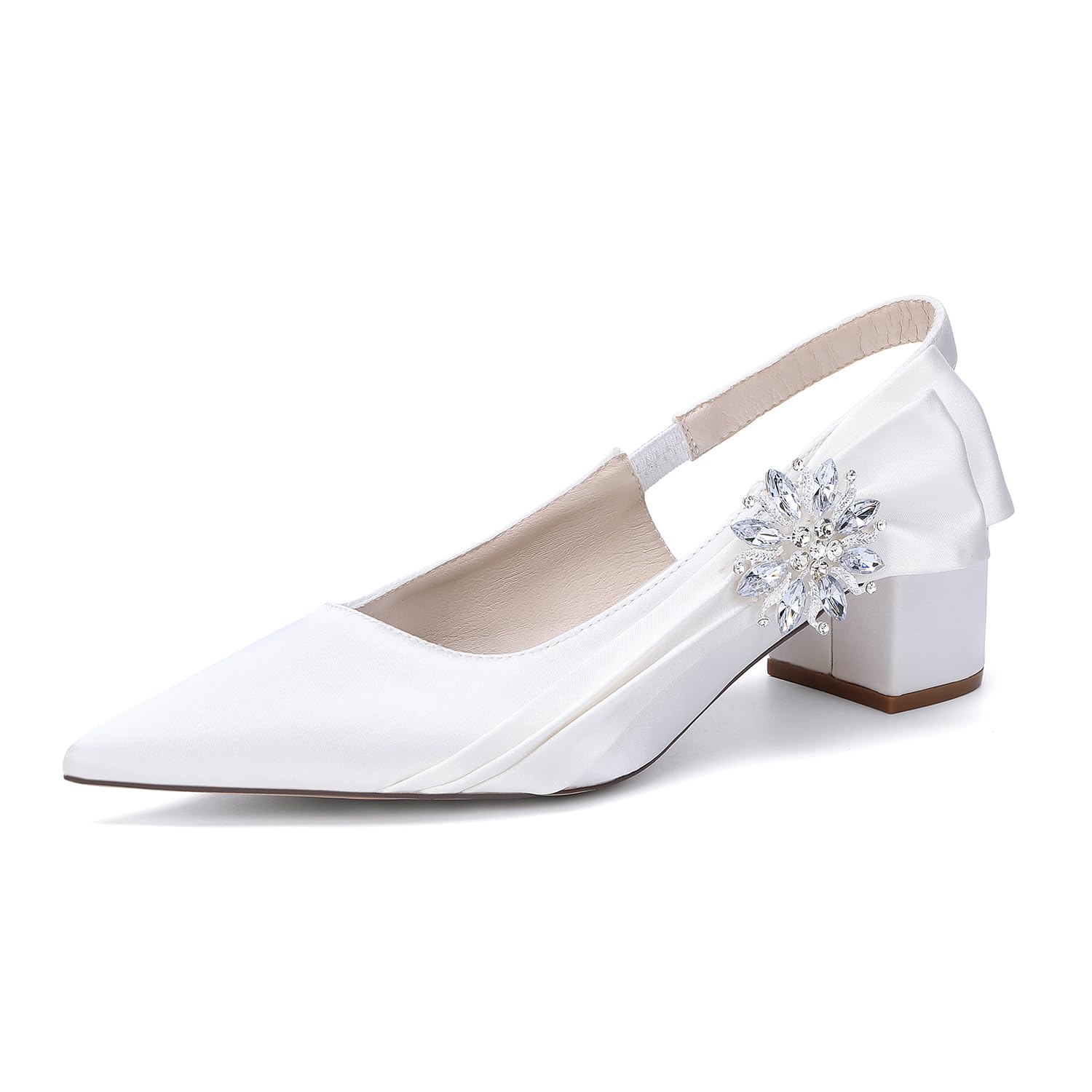Scarpe da Donna in Raso con Punta a Punta e Strass per Matrimoni e Feste