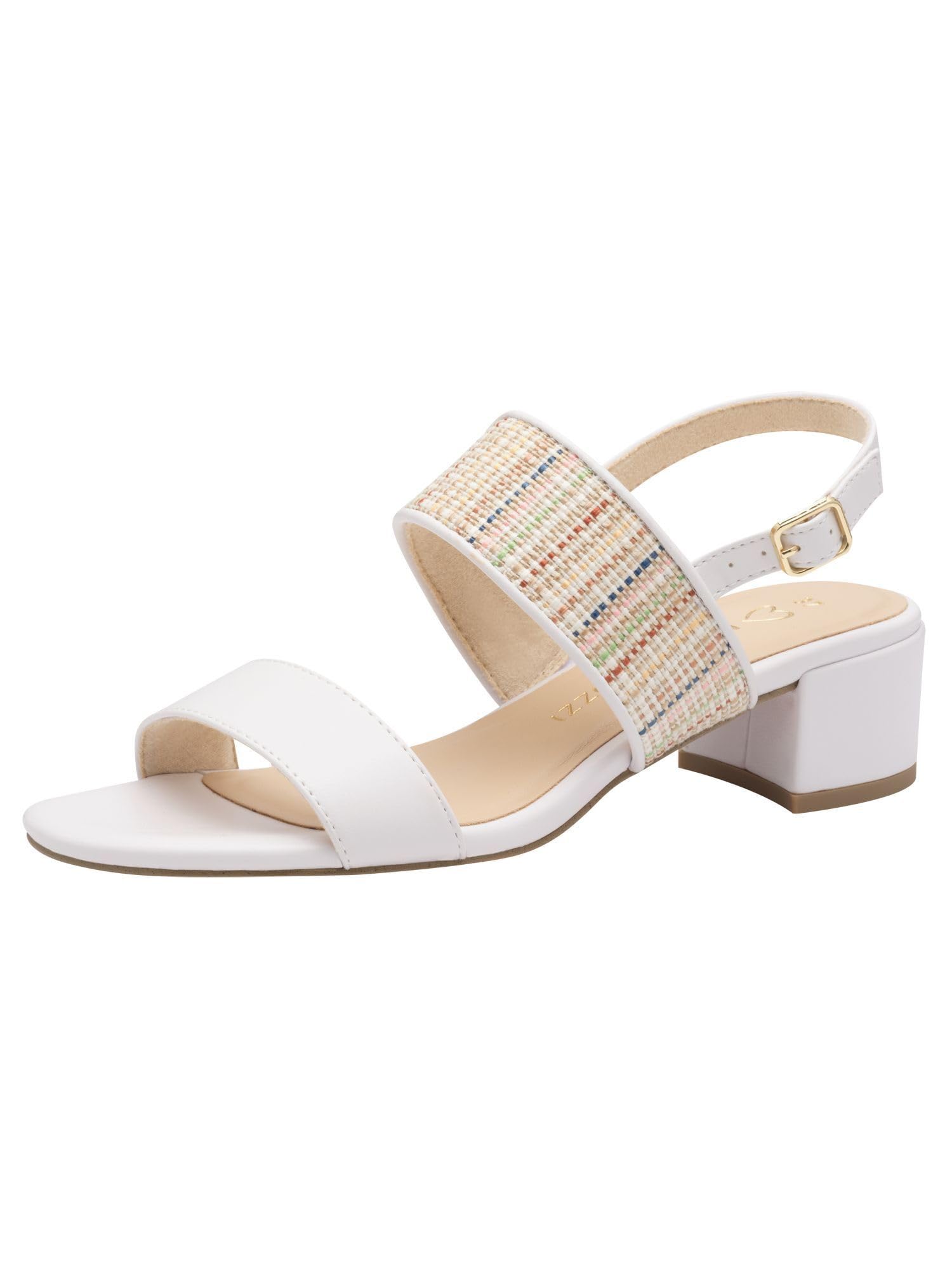 MARCO TOZZI Women's Elegant Vegan Sandals with Heel, White Comb, 8.5 UK