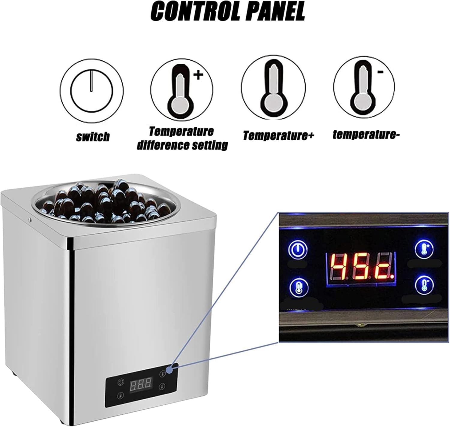 XENITE Commercial Food Warmer,600W Electric Soup Warmer Heat Preservation Machine,7L Stainless Steel Countertop Soup Pot,Tapioca Pearl Warmer Machine,Multifunction Warmer Machine for Rest