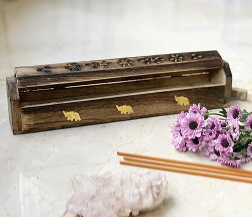 Miniatura 2 de Soporte para barra de incienso de madera y quemador de cono, ataúd con compartimento de almacenamiento, soporte orgánico ecológico para agarrbatti,