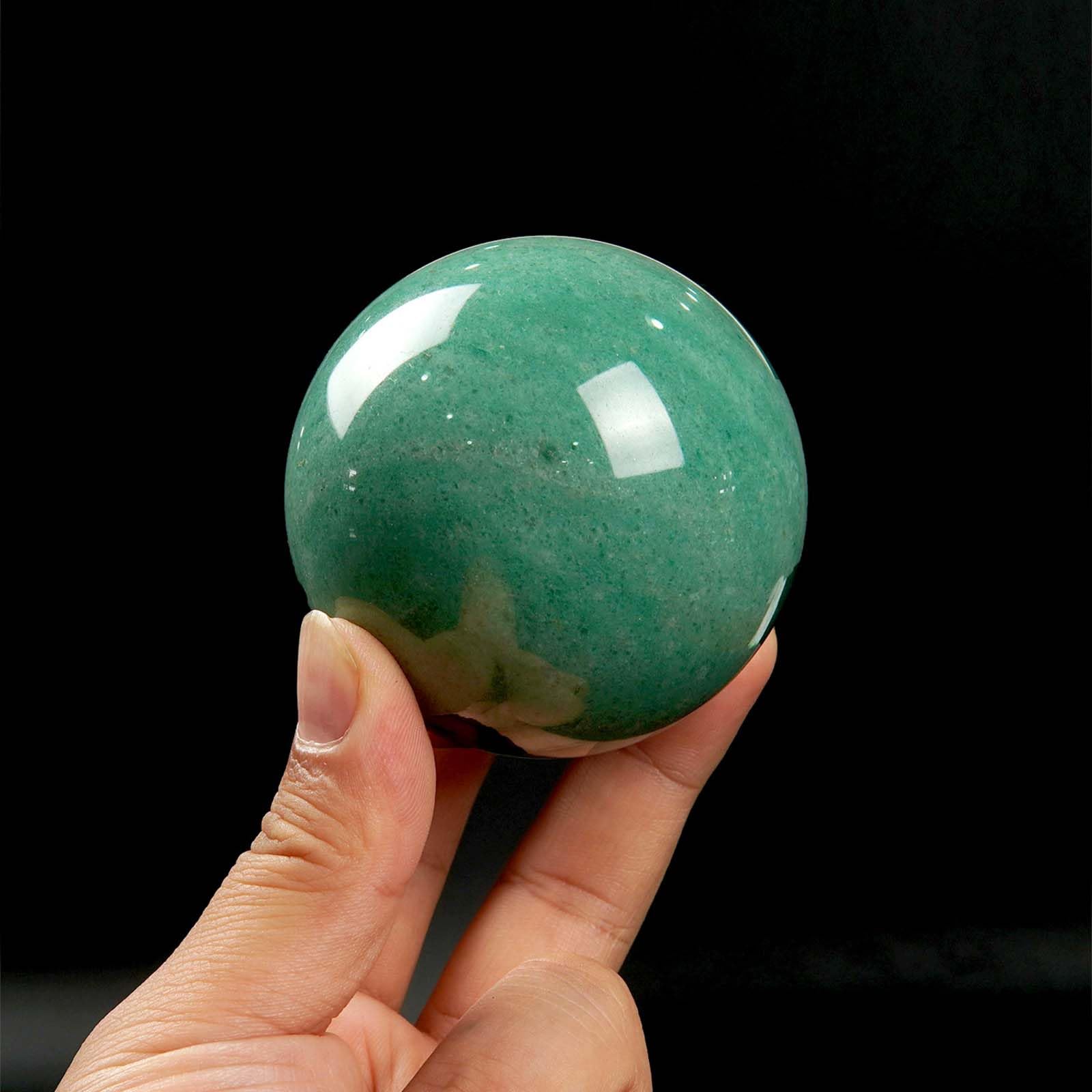 Bola de Cristal de aventurina Verde Natural con Soporte de Madera,