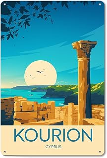 Kourion Travel Wall Decor Retro Metal Sign Poster for Garage Man Cave Bathroom Bedroom Farm Inspirational Popular Wall Art 8x12 Inch Signs Posters