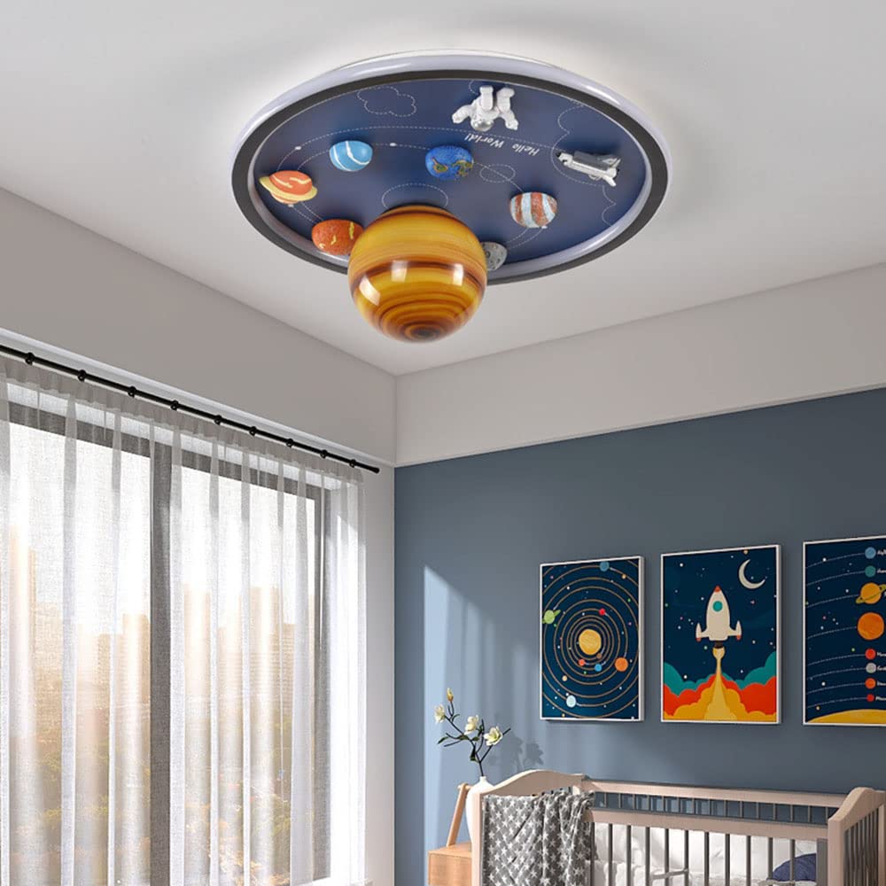 LED Planet Licht Deckenleuchte für Kinder Kreative Junge Mädchen Deckenlampe Dimmbar Mit Fernbedienung Modern Astronauten Kinderzimmerlamp Augenschutz Babylampe Zubehör für magnetische Planeten (50cm)