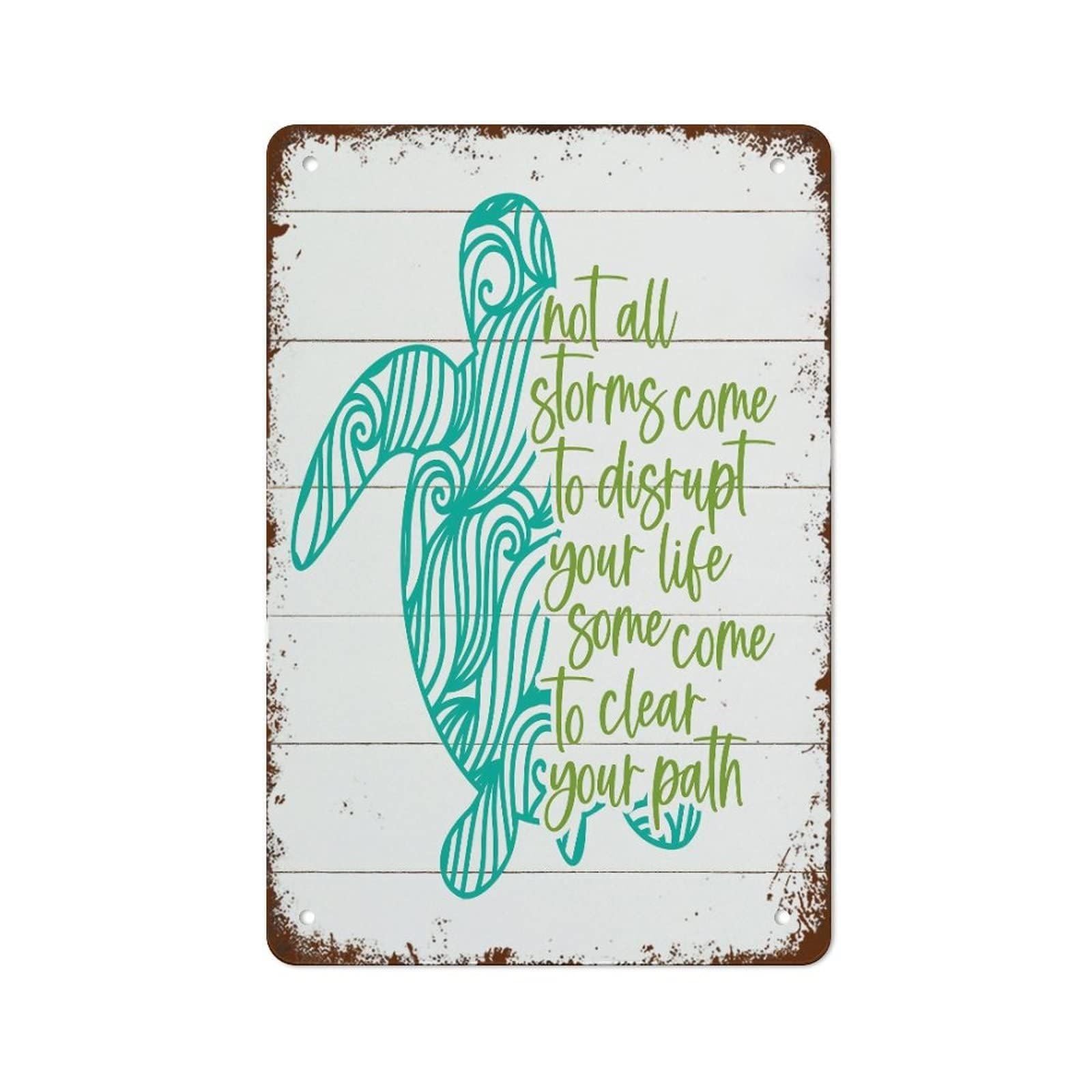 ZDVHOMCB Growth Through Storms Vintage Metal Sign Motivational Tin Plaque with Uplifting Quote for Home Office Study Wall Decor 8 X 12 Inch