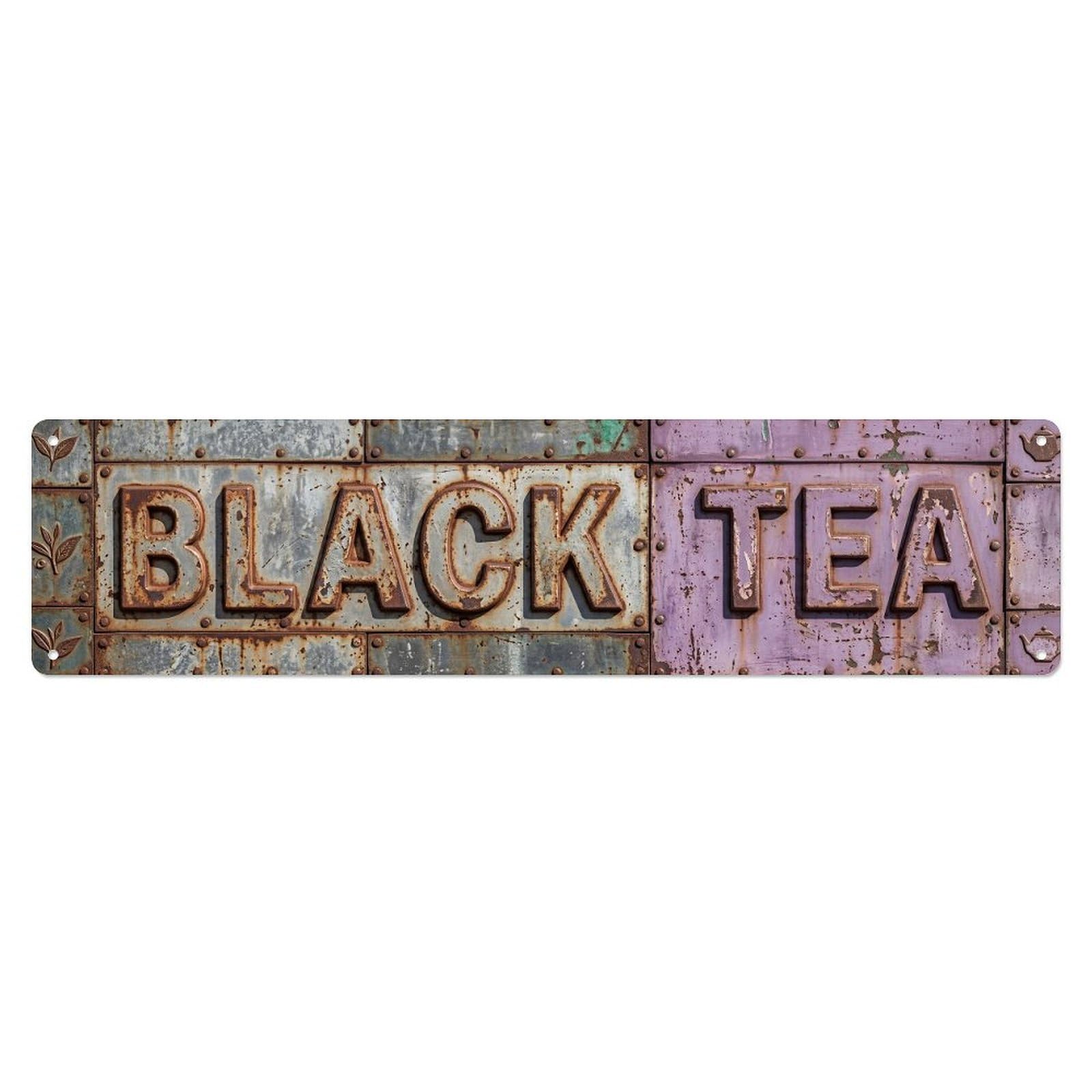 Okahys 4X16inch(10X40cm) Black Tea Vintage Wall Metal Tin Sign