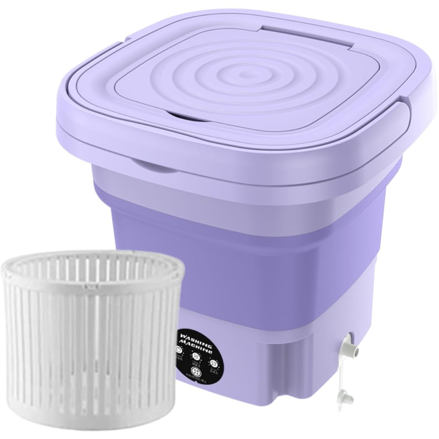 AWH Mini Portable 8L Folding Washing Machine with Spin Dryer Ultrasonic Cleaning sterilization Automatic Travel Washer with Drain Basket,for Underwear Socks Baby Clothes Towels (Purple)